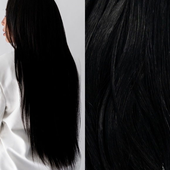 Laced Hair Extensions - Waved Interlaced Weft 22” Black color #1 - Picture 2 of 5